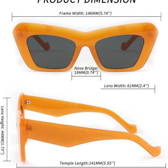 Vintage Cat Eye Square Jelly Colored Sunglasses main image 4